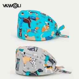 Chapéu de enfermagem com toalha de suor, Dog Print Hat, Cirurgia Cap para profissionais médicos, Veterinário de alta qualidade - Image 1