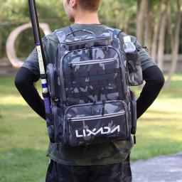 Lixada Mochila de pesca Bolsa de armazenamento de equipamento de pesca à prova d'água com 4 bandejas e capa de chuva - Image 6