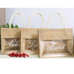 Sacos de presente de serapilheira personalizados para dama de honra, sacolas de juta personalizadas, presentes de dama de honra, presente de casamento, bolsa de praia, presentes para namorada - Image 2