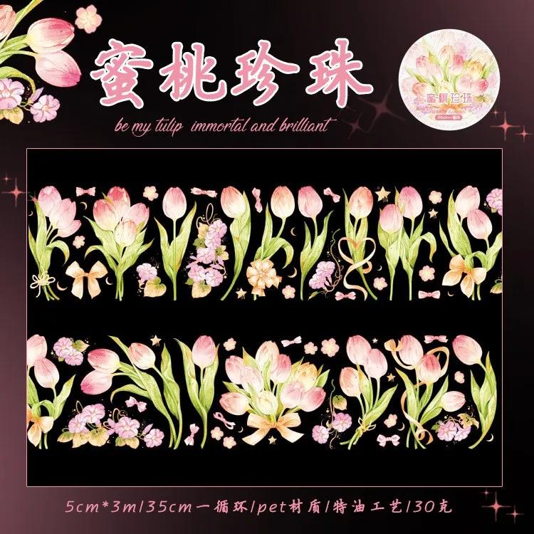 Fita adesiva decorativa, série Tulip, Washi Tape, fita adesiva de flores, adesivo Scrapbooking Diário, papelaria - Image 1