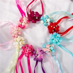 Corsagens de pulso rosa artificial mão flor da dama de honra de seda flor pulseira casamento nupcial pulso acessórios flor decoração festa - Image 6