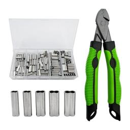 Alicate de pesca corda fio líder crimper kits de ferramentas com 5 tamanhos conjunto de mangas de crimpagem - Image 5