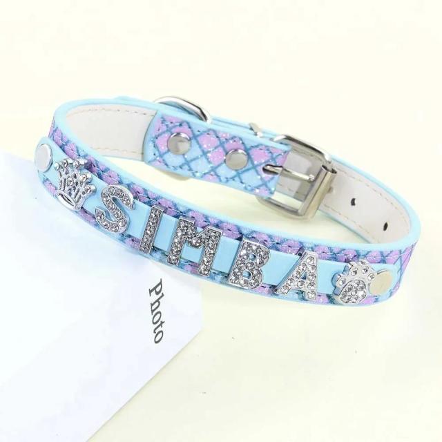 Coleira de cachorro com strass brilhante, coleira personalizada para cães pequenos chihuahua, colar de gato personalizado com nome grátis, acessórios para animais de estimação