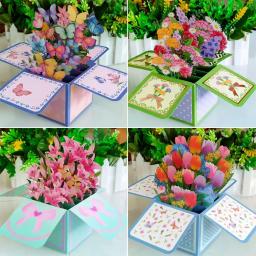 3D pop-up beija-flor e flores cartão, flor tropical, dia dos namorados, presente de aniversário, feliz dia das mães - Image 1