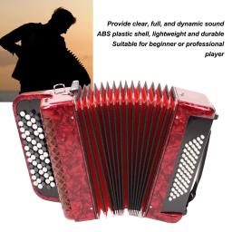 Acordeão educativo para crianças, instrumento musical com alças, teclado vermelho, 60 botões graves, 62 teclas - Image 2