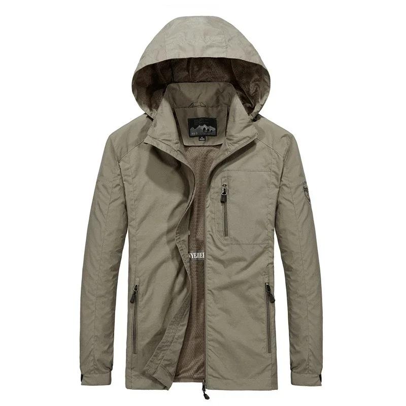 Casaco de quebra-vento com capuz masculino, quebra-vento impermeável, casaco casual, caminhada, pesca, roupas ao ar livre, outono - Image 1