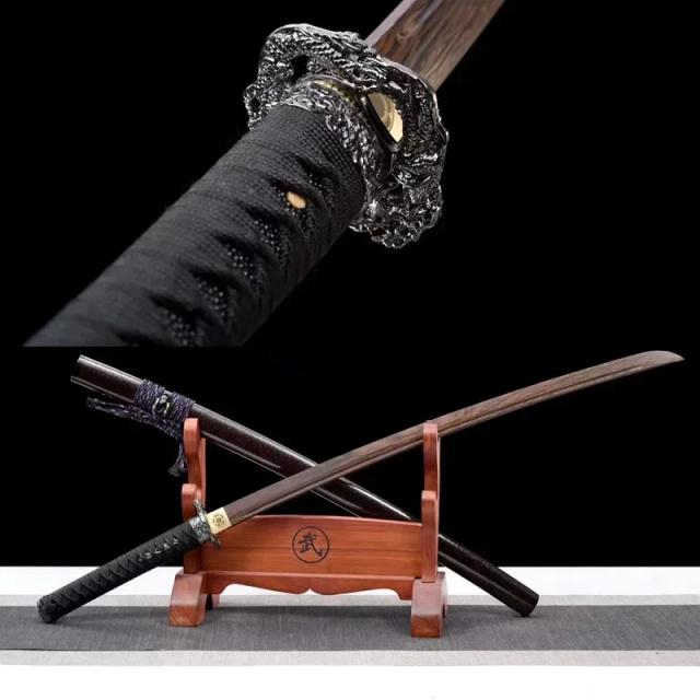 Lâmina Samurai com Bainha de Madeira Longa - Faca Ornamentada Juhe Bushido