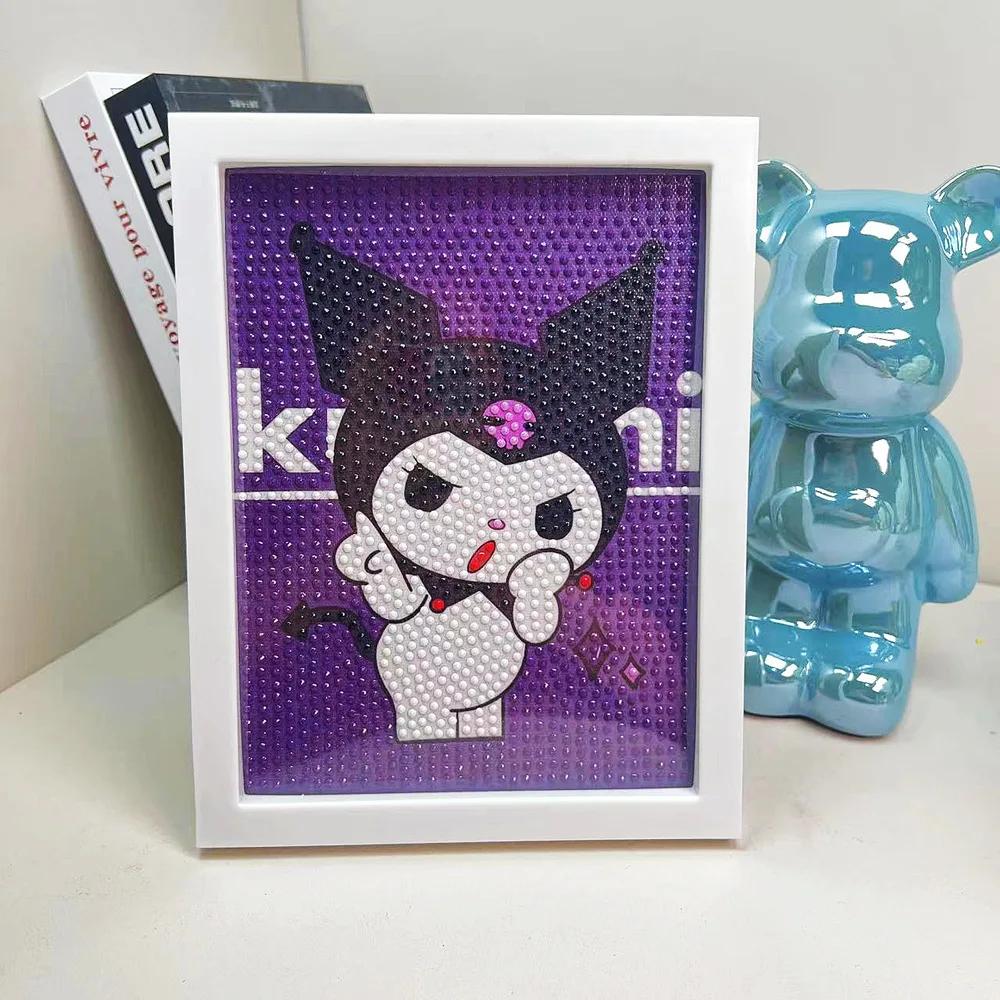 Sanrio-Kits De Pintura Diamante Com Moldura Para Crianças, DIY Arte De Strass, Hello Kitty, Kuromi, Mosaico Carft, Presente De Decoração De Casa, 5D - Image 1