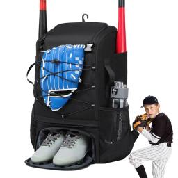 Mochila de beisebol para jovens, Softball Bat Bag com compartimento de sapato e gancho, Possui luvas de morcego, Capacetes - Image 1