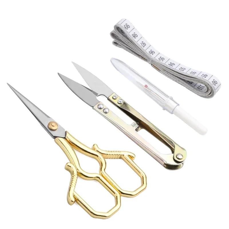 Conjunto De Ferramentas De Costura Profissional, Tesoura De Costura De Aço Inoxidável, Clippers Forma De U, Tesoura De Fios, Fita Métrica e Estripador De Costura - Image 1