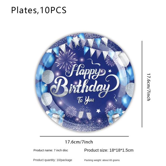 Conjunto Completo de Festa Azul com Louças Descartáveis: Pratos, Copos e Toalhas para Aniversário