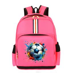 Mochila de impressão de futebol aquarela para estudante primário, viagens ao ar livre, mochila escolar para crianças, ventilador, multifuncional - Image 5