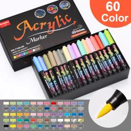 Caneta Acrílica Premium Paint, Marcador para Caligrafia, Graffiti, Manga, Vidro, Madeira, DIY, Desenho artístico, Papelaria, 12 cores, 60 cores - Image 1