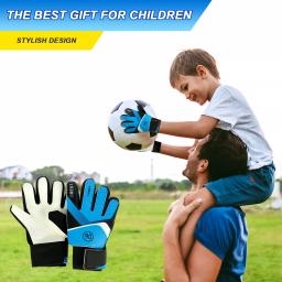 Crianças luvas de goleiro de futebol 5/6/7 tamanho crianças luvas de goleiro de futebol anti-deslizamento juventude esportes luvas de proteção de dedo completo - Image 6