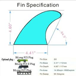 BiLong-Fins Surfboard Fins Set, Fiberglass Honeycomb com colcha de carbono, Surf Wakeboard Thruster, Tri-Fin, Tamanho G5 - Image 2