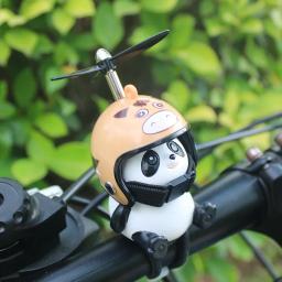 Decoração do guidão da motocicleta, Bicicleta elétrica, Bonito Panda Cartoon com capacete, Airscrew ornamentos, Acessórios de equipamento de equitação - Image 3