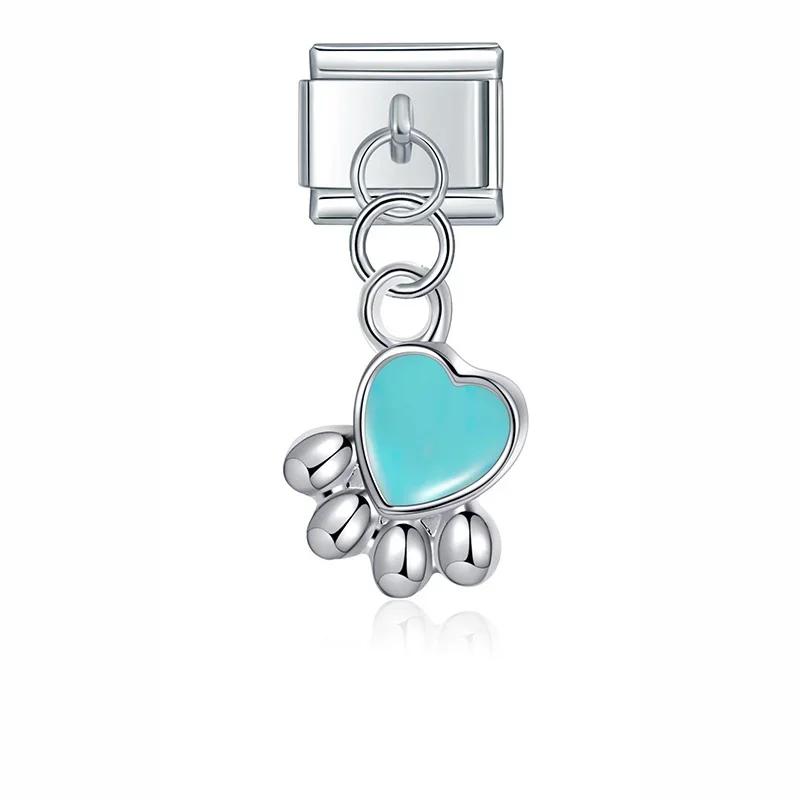 Hapiship-Glaze Color Charm Bracelet, Jóias de Aço Inoxidável, Cão, Borboleta, Coração, Link Italiano, Fit DIY, 9mm, DJ546, Nova Moda, 2024 - Image 1