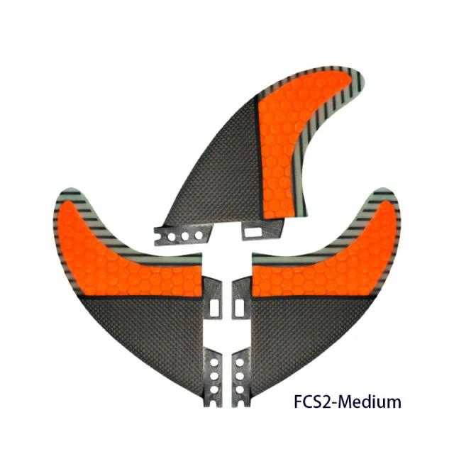 Barbatanas de prancha de surf fcs2, leme de cauda, favo de mel laranja, barbatanas de fibra de vidro semi-carbono, têm diferenças de cores