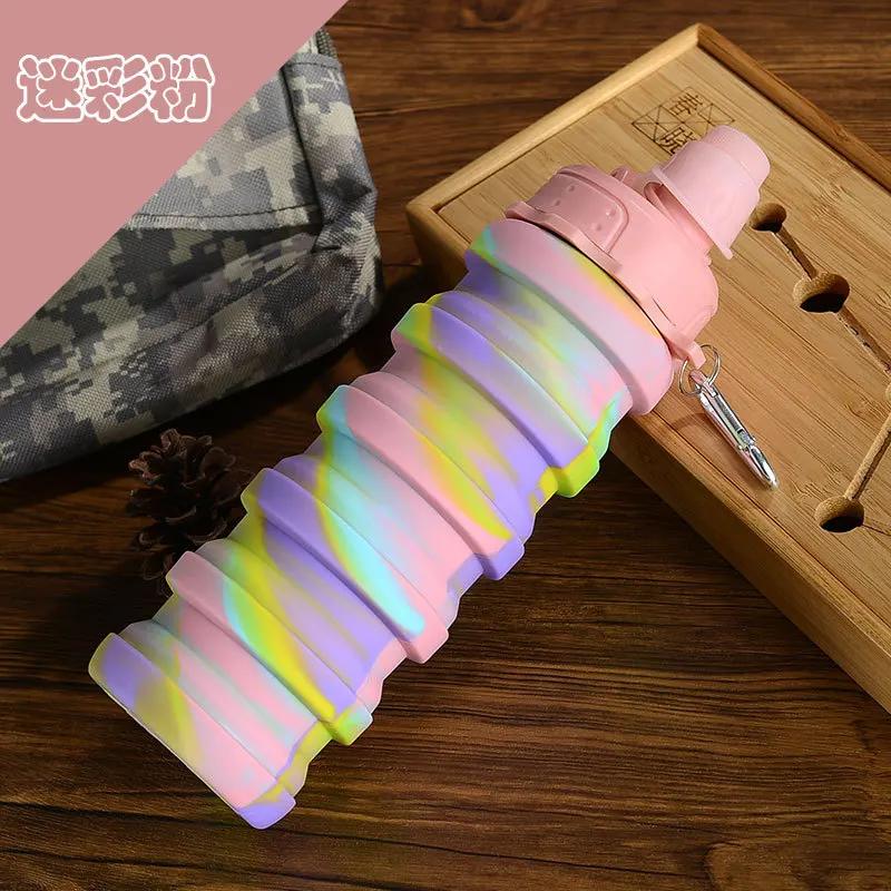Silicone criativo copo de água dobrável, grande capacidade garrafa de água portátil, para esportes ao ar livre, ciclismo, 500ml - Image 1