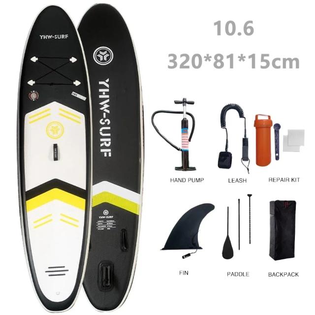 Prancha inflável de remo, prancha de surf antiderrapante com bomba de ar, bolsa de transporte, barco de pé, wakeboard, longboard