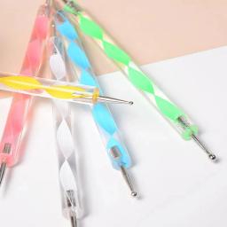 Ponto duplo espiral acrílico lápis conjunto, marcadores pintura escova Rinser, pintura da linha e Nail Art mistura escova, 5 pcs - Image 4