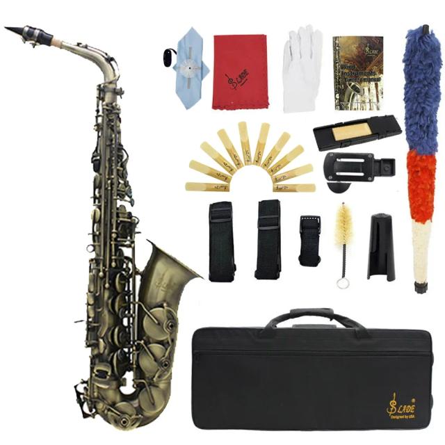 Saxofone Alto LADE-Eb com Corpo de Bronze Esculpido, Abalone e Acessórios Inclusos