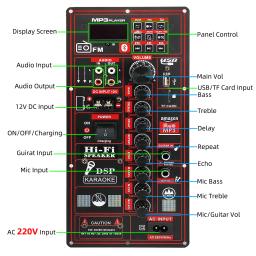 Digital Bluetooth Amplificador Board, Painel de alto-falantes com microfone, Guitarra Home Theater, DIY, 6-12 ", 150W, 12V, 110V, 220V - Image 2