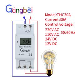 Semanal 7 dias programável interruptor de tempo digital relé temporizador controle ac 220v 230v 110v dc24v 12v thc30 30a montagem em trilho din - Image 5