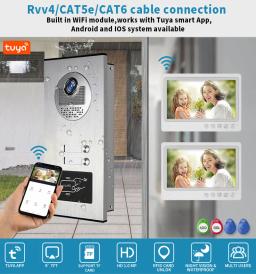 WiFi Doorbell Video Intercom, Campainha com Câmera de Desbloqueio Rfid, Tuya Smart Home Security, 9 "Telas, 8 10 12 - Image 3