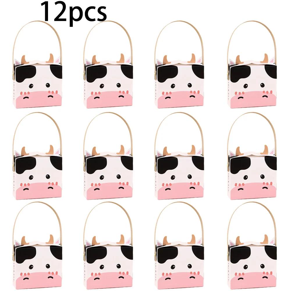 Animais de fazenda Vaca Festa Tratar Caixas, Goodie Candy Treat Caixas, Birthday Party Favor Caixas, Suprimentos Decoração, 12 Pcs - Image 1