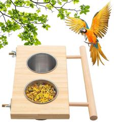 Caixa De Alimentação De Pássaro De Aço Inoxidável Com Portador, Gaiola Pendurada Talheres, Alimentação De Papagaio, Tigela De Comida, Bacia De Água, Fácil de Limpar - Image 2