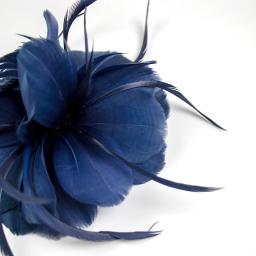Grampo de cabelo feminino com flor de pena azul escuro, broche floral de noiva para casamento, chá, festa, fotografia, performance, headpiece - Image 5