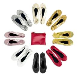 Depois de patry sapatos dobráveis ballet flats portátil viagem dobrável sapato baile de formatura apartamentos roll up para sapatos de festa de casamento nupcial - Image 1