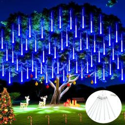 8 fios 192 led solar ao ar livre estrela de tiro luz de natal para todas as estações decoração festiva pendurado plástico alimentado por usb sem controle remoto - Image 2