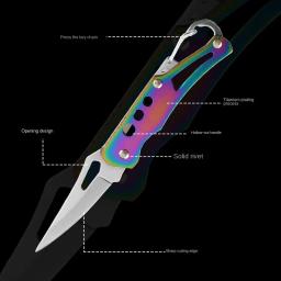 Faca dobrável de aço inoxidável Acampamento ao ar livre Ferramenta pequena de sobrevivência de emergência Canivete portátil Faca de frutas de cozinha Keyknife - Image 4