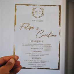 Cartão acrílico transparente do convite do casamento, costume personalizado, convite do aniversário, cópia da folha do ouro, 30 PCes - Image 4