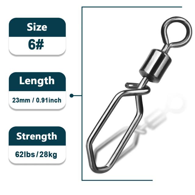 Giratórios de Pesca Snap 25-100 pçs Aço Inox Barril Rolamento Conector Isca