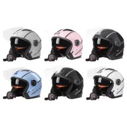 Capacete de rosto aberto para motocicleta, para homens e mulheres, lente dupla, viseira solar, protetor facial, leve, scooter, bicicleta, retrô, 3/4 - Image 6