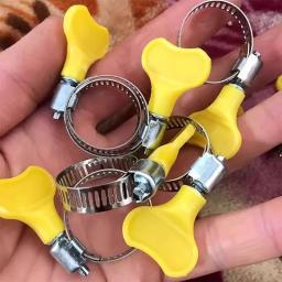 5 pçs 8-44mm braçadeiras de mangueira ajustável alça de plástico amarelo torção clipes de tubulação de aço inoxidável fixadores braçadeiras de vedação clipe de vedação - Image 5