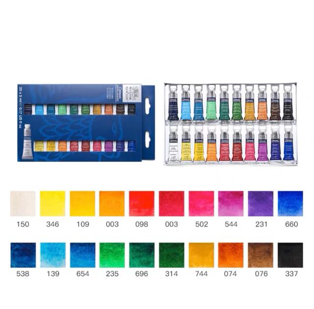 Kit de Aquarela Winsor & Newton Cotman com 10/20 Cores em Tubos de Alumínio de 5ml para Iniciantes em Pintura Artística