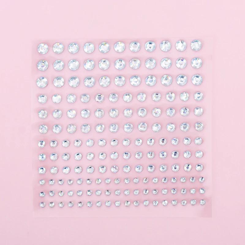 Adesivos auto-adesivos de strass, 1 folha de 165 peças, jóias de cristal, rosto e corpo, artesanato decorativo, diy, 3456mm - Image 1