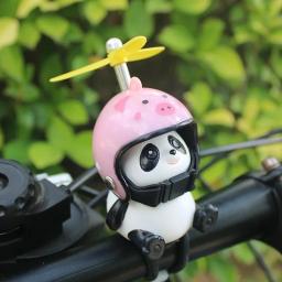 Decoração do guidão da motocicleta, Bicicleta elétrica, Bonito Panda Cartoon com capacete, Airscrew ornamentos, Acessórios de equipamento de equitação - Image 4