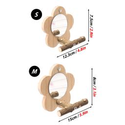 Natural Wood Bird Perch Stand Com Espelho, Suporte De Madeira, Plataforma De Papagaios, Acessórios De Gaiola, Branch Perch Rod - Image 6