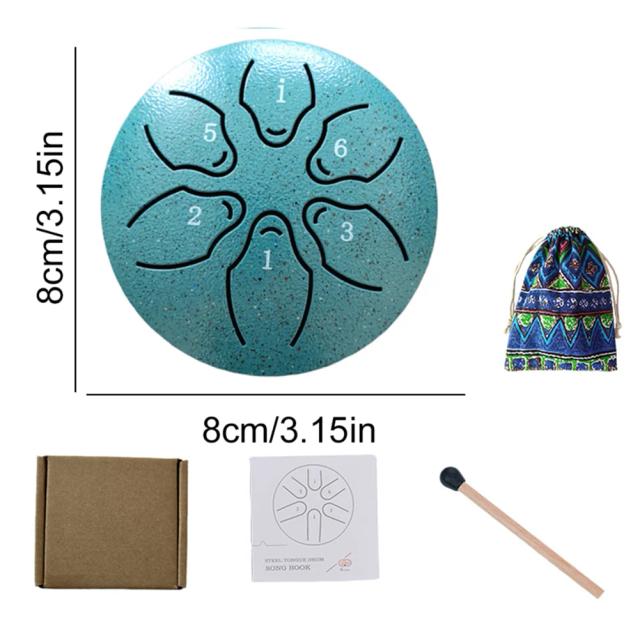 Tambor de Língua de Aço para Meditação e Yoga - Instrumento de Percussão com 6 Notas e 15 Estilos de Som