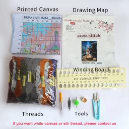 Meian foto personalizada própria imagem conjunto de ponto cruz kit bordado 11ct algodão ou linha de seda pintura diy bordado tela impressa - Image 4