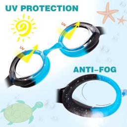 Óculos de natação impermeáveis para crianças, óculos anti-neblina e vazamento para meninos e meninas, alça ajustável rápida, idade 3-14 anos - Image 4