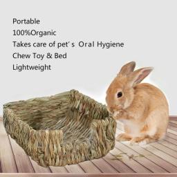 Gaiolas de Coelho Tecidas para Animais Pequenos, Mastigar Toy Mat, Cama House, Ninhos para Animais de Estimação, Hamster, Cobaia, Coelhinho, Acessórios - Image 4