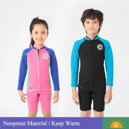 Terno de mergulho infantil em neoprene, maiô de 2 peças altamente elástico para surf e natação, traje profissional para crianças - Image 1