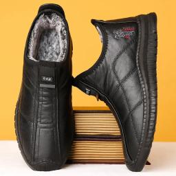Botas masculinas de inverno são botas de caminhada grossas, quentes, impermeáveis e antiderrapantes e sapatos de trabalho grandes para homens de idade 38-48 botas de plataforma - Image 3