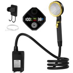 Bomba de chuveiro portátil, Kit de chuveiro ao ar livre RV, Chuveiro acampamento com tela cheia, Display Digital Inteligente, ajustável, 6000mAh - Image 1